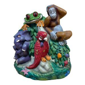 Rainforest Cafe Bank 8" Coin Bank 1998 Plastic Vintage Jungle Bank Piggy Bank